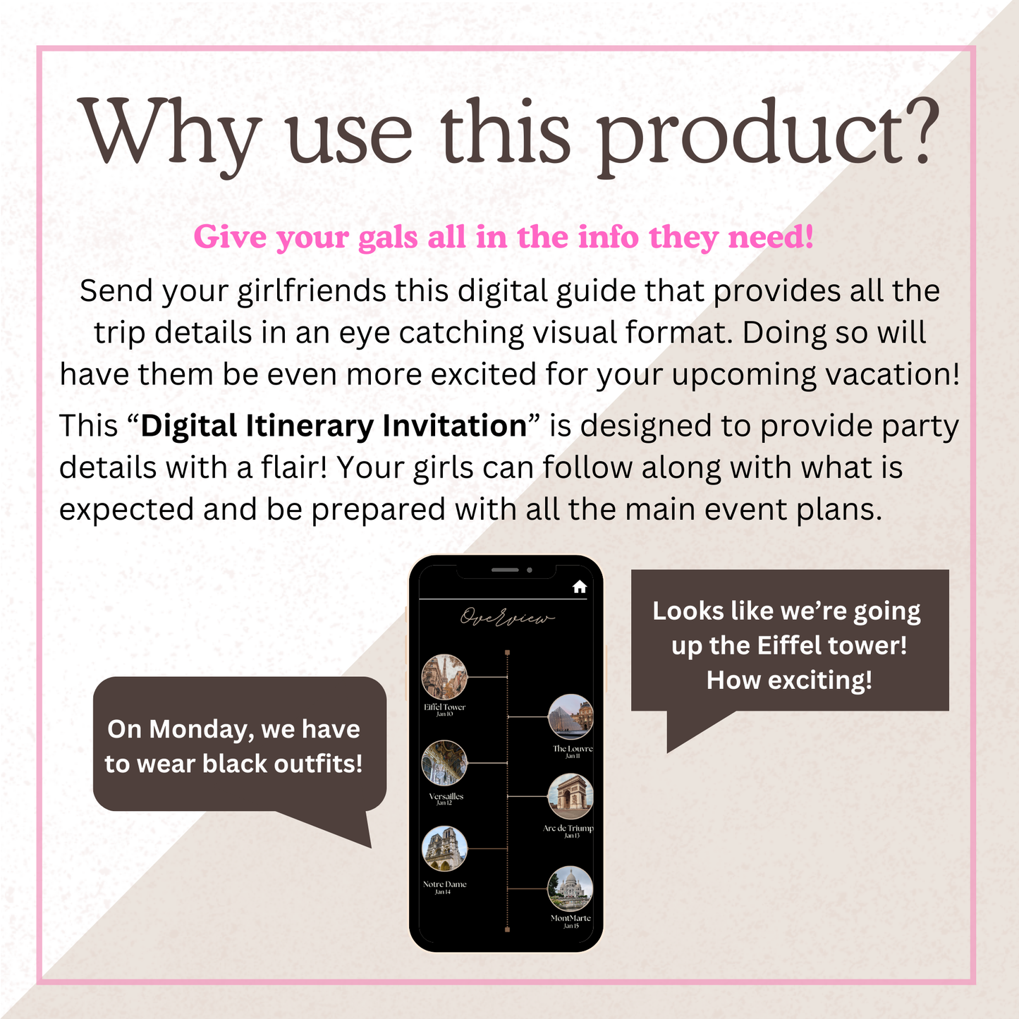 Black and Beige - Mobile Itinerary Template