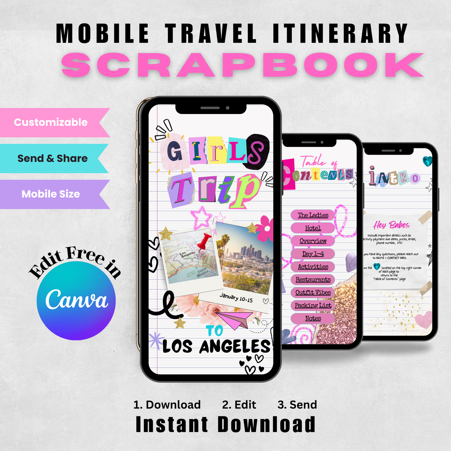 Scrapbook & Doodle - Mobile Itinerary Template