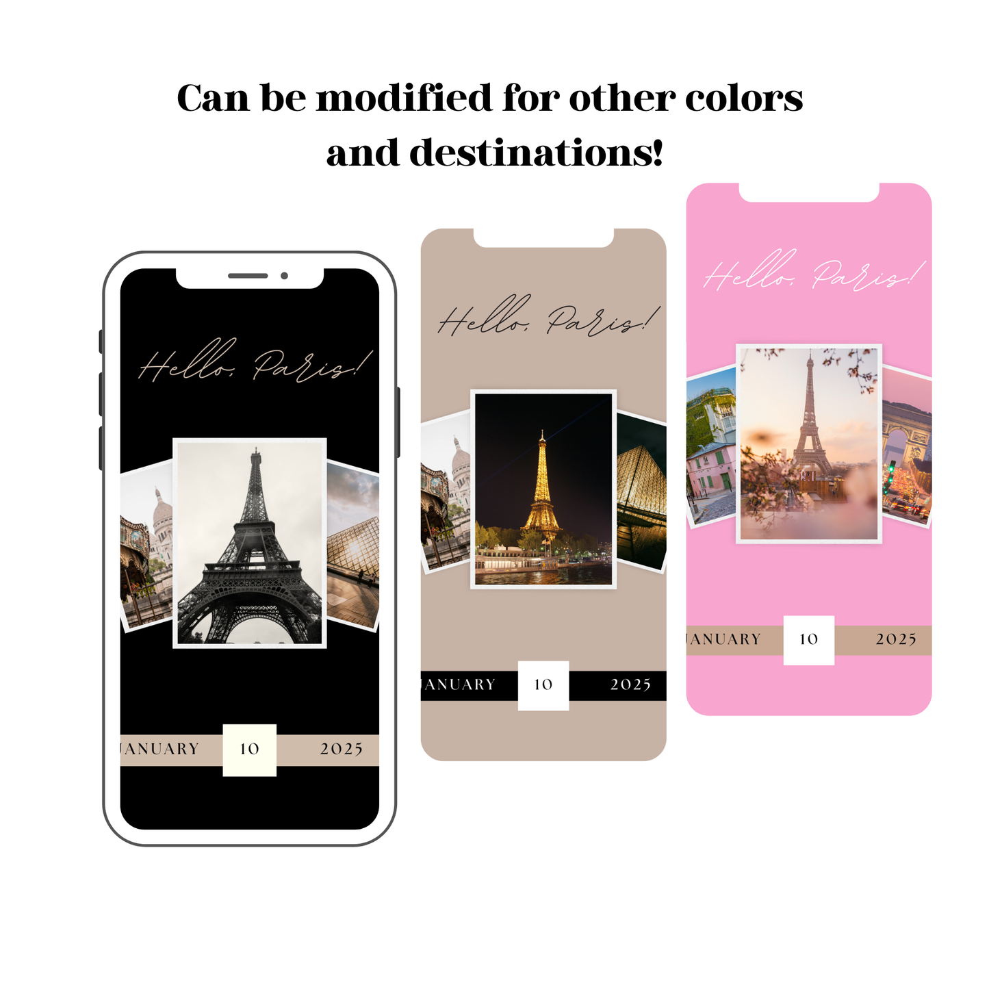 Black and Beige - Mobile Itinerary Template