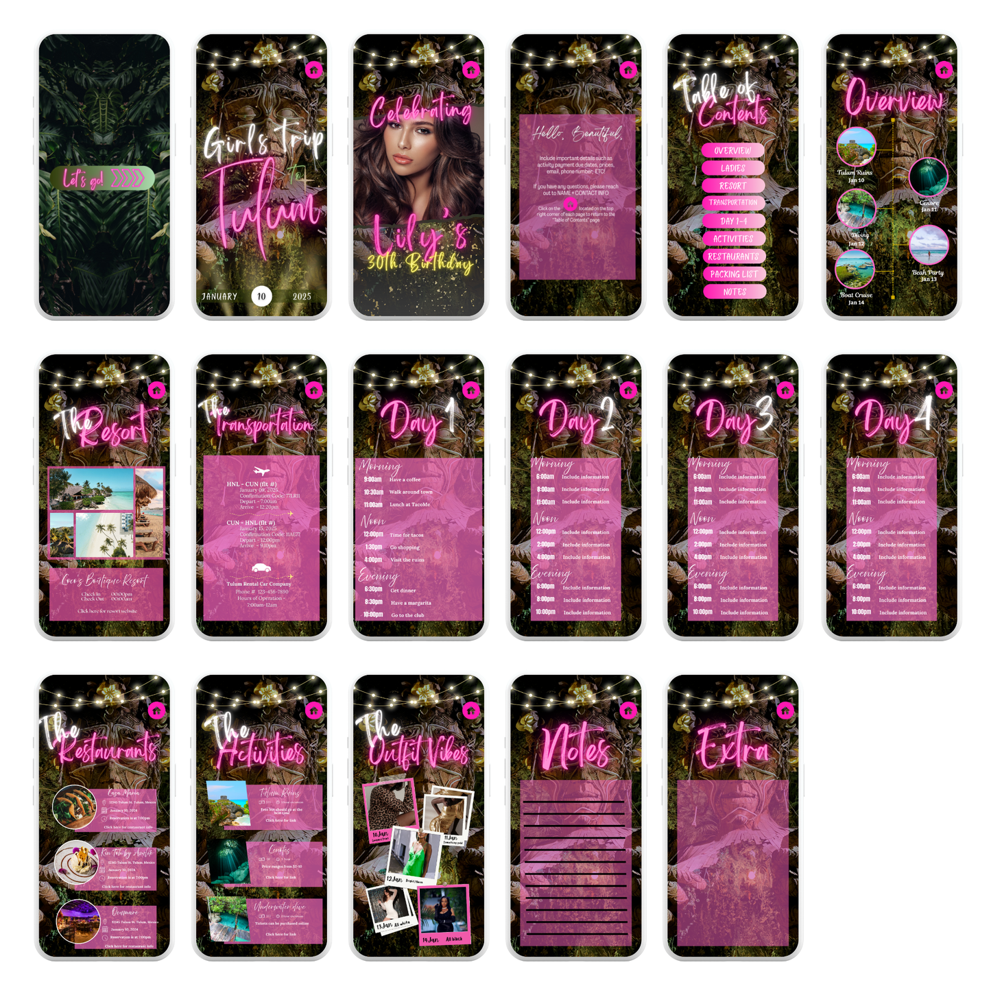 Tulum Inspired - Mobile Itinerary Template