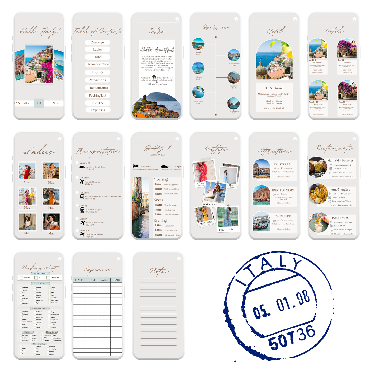 Minimalist Style - Mobile Itinerary Template
