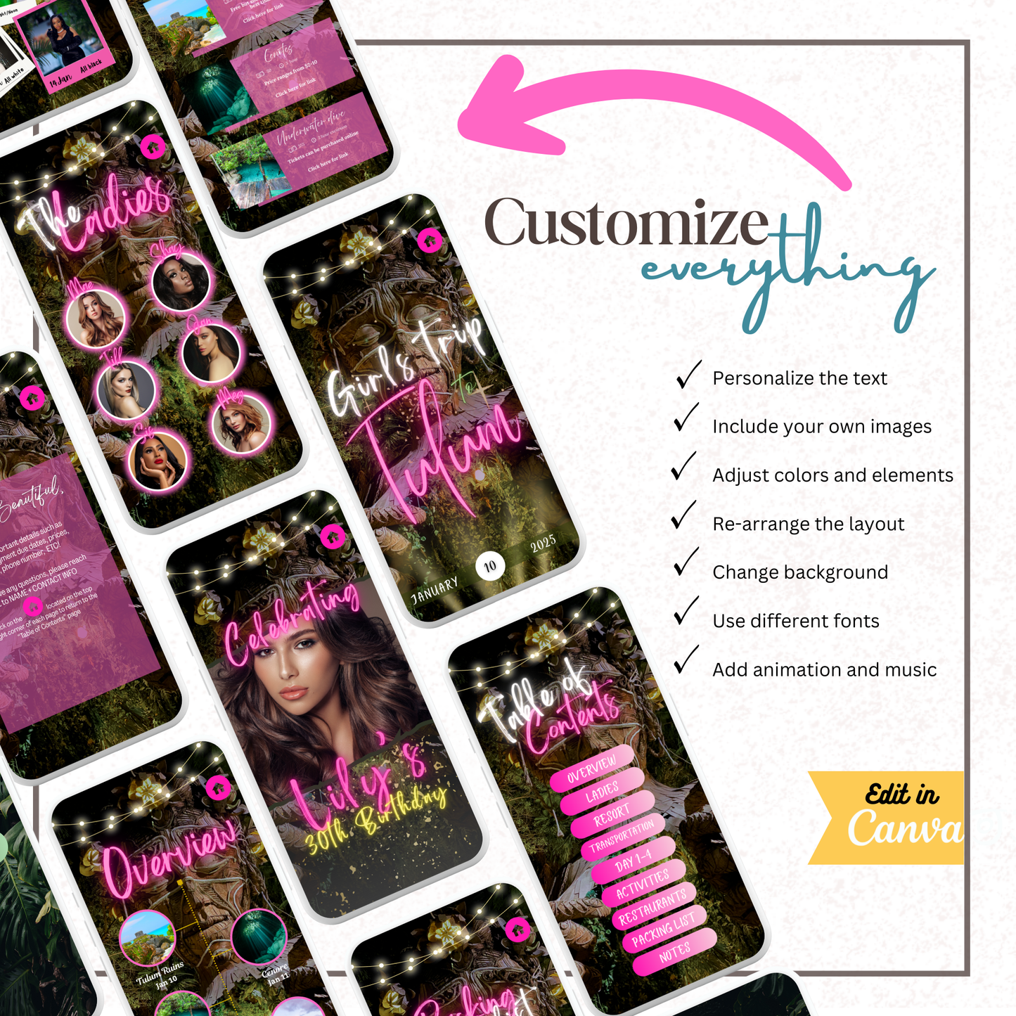 Tulum Inspired - Mobile Itinerary Template