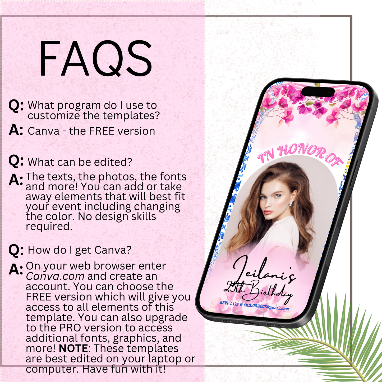 Mamma Mia Inspired - Mobile Itinerary Template