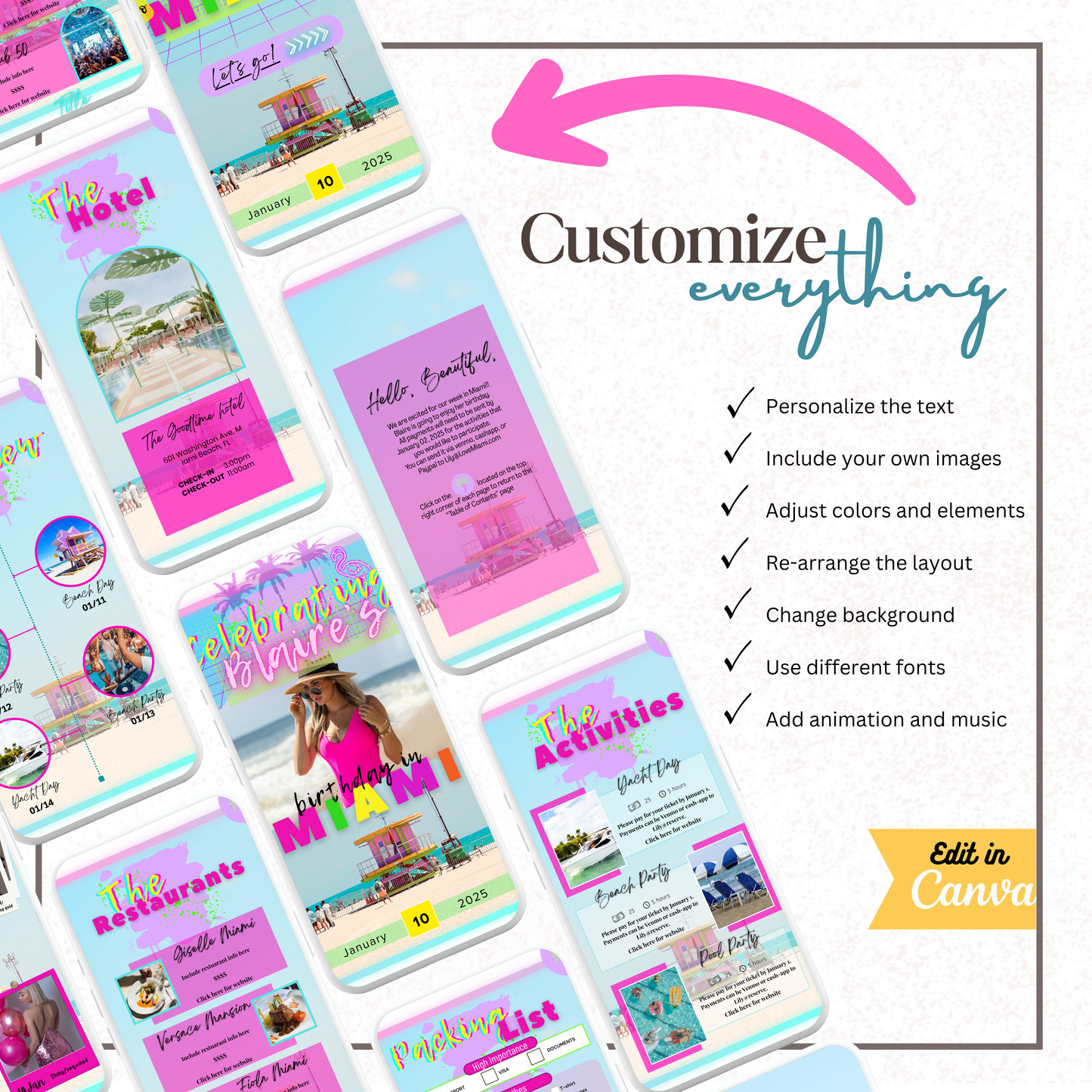 Miami - Mobile Itinerary Template