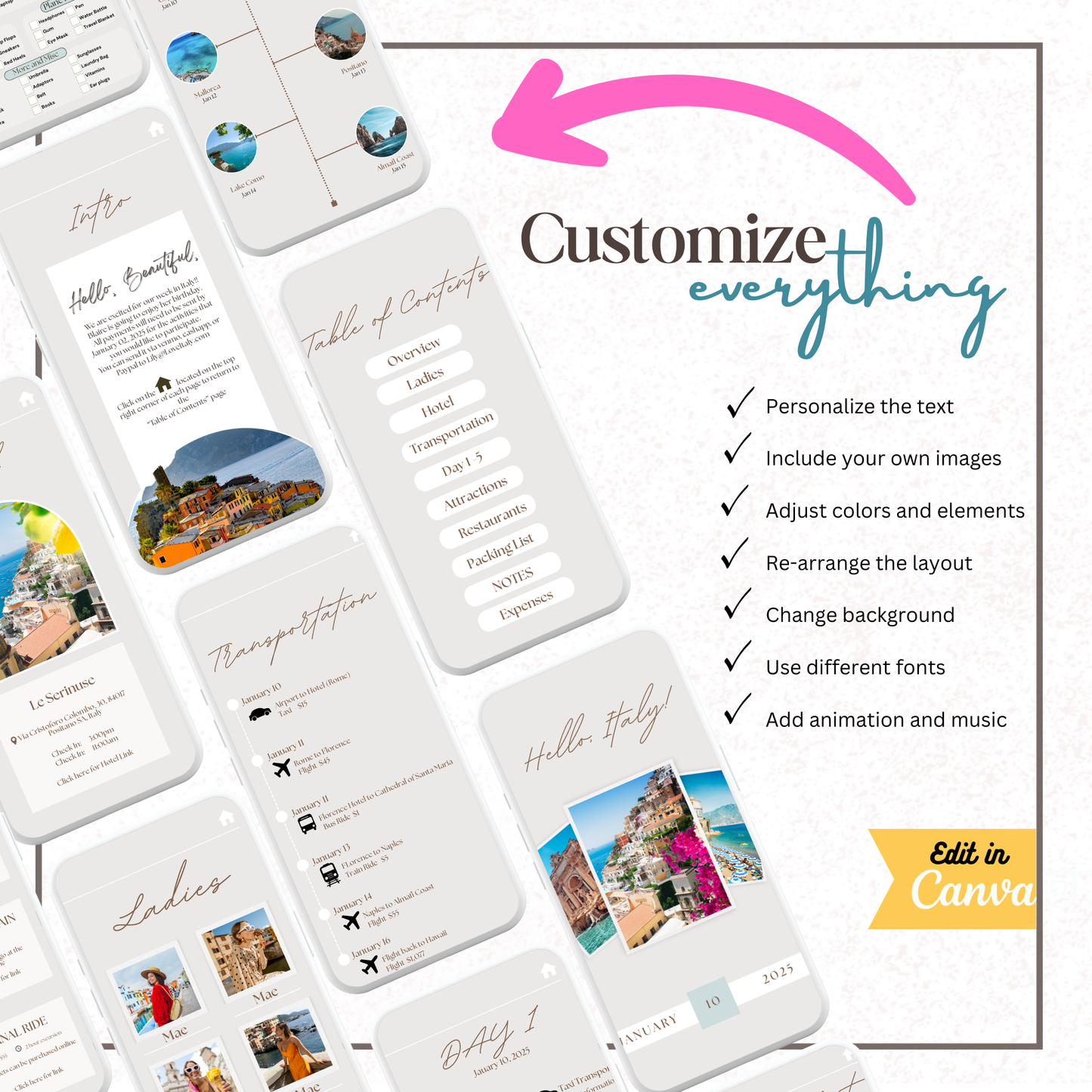 Minimalist Style - Mobile Itinerary Template