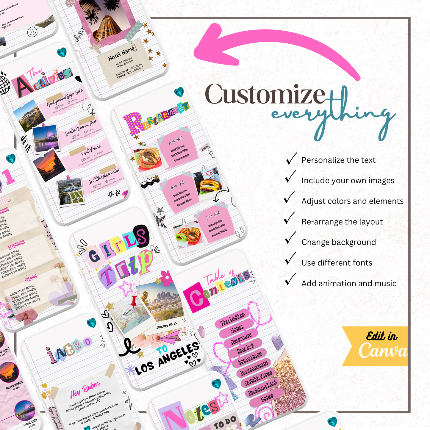 Scrapbook & Doodle - Mobile Itinerary Template