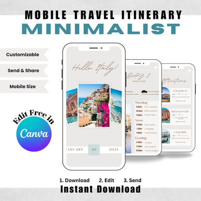Minimalist Style - Mobile Itinerary Template