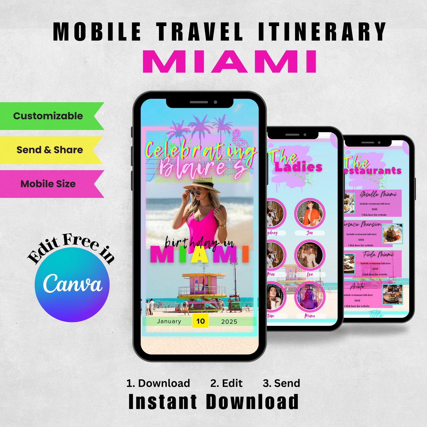 Miami - Mobile Itinerary Template