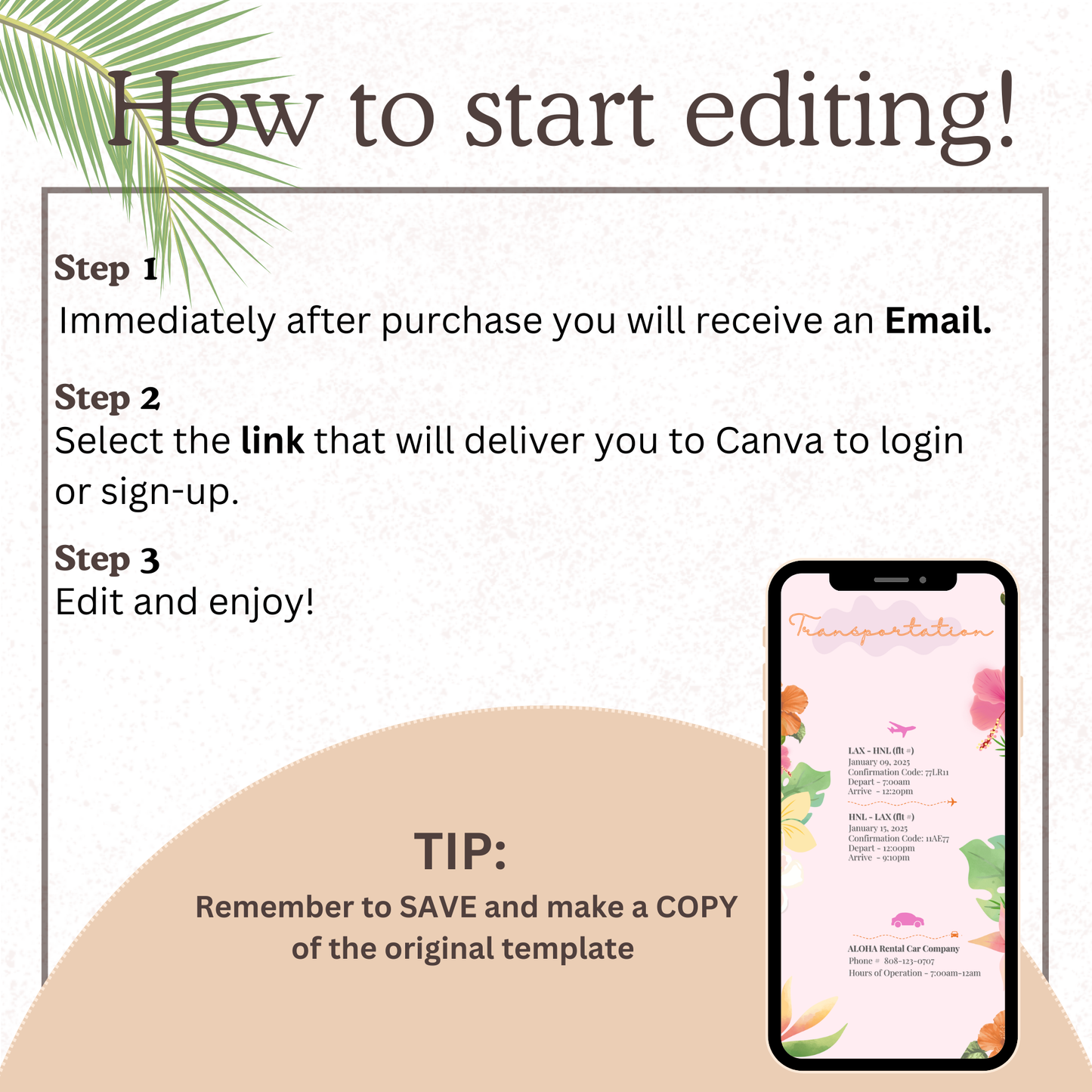 Hawaii - Mobile Itinerary Template