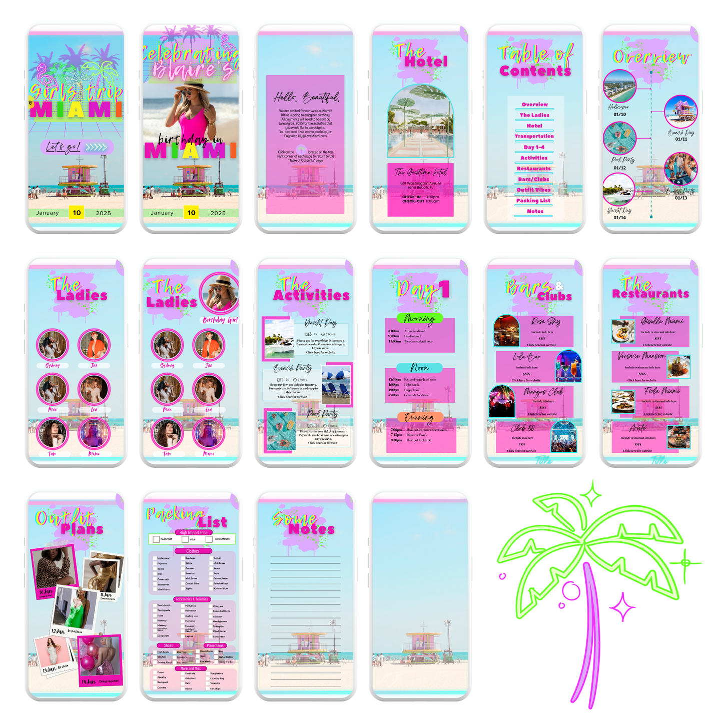 Miami - Mobile Itinerary Template