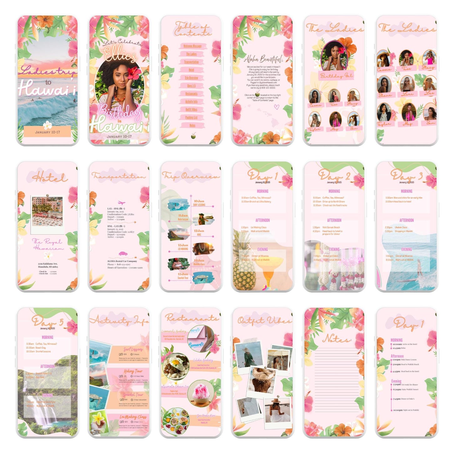 Hawaii - Mobile Itinerary Template